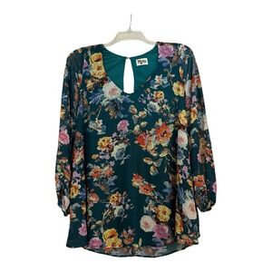 Show Me‎ Your Mumu Top Womens Medium Green Floral Tunic Cottagecore Feminine